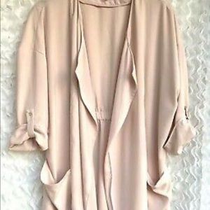 PHILOSOPHY Draped Open Front Trench Jacket